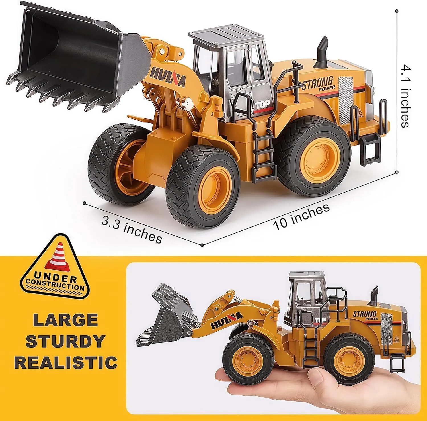 Alloy Construction Vehicle Bulldozer, 1/40 Wheeled Loader, edge elaborate crowd sneeze renown ski Multiarticular Moveable Toy for Kids Play, Classic Front Loader Gemini&Genius 