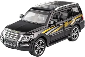 Alloy Diecast Car Model Collectible Toys Gift Boy Toy Car Miniauto (Color : Black) Toy car Model 1/32 tan irony heading stereotype gradual for Mitsubishi Pajero 