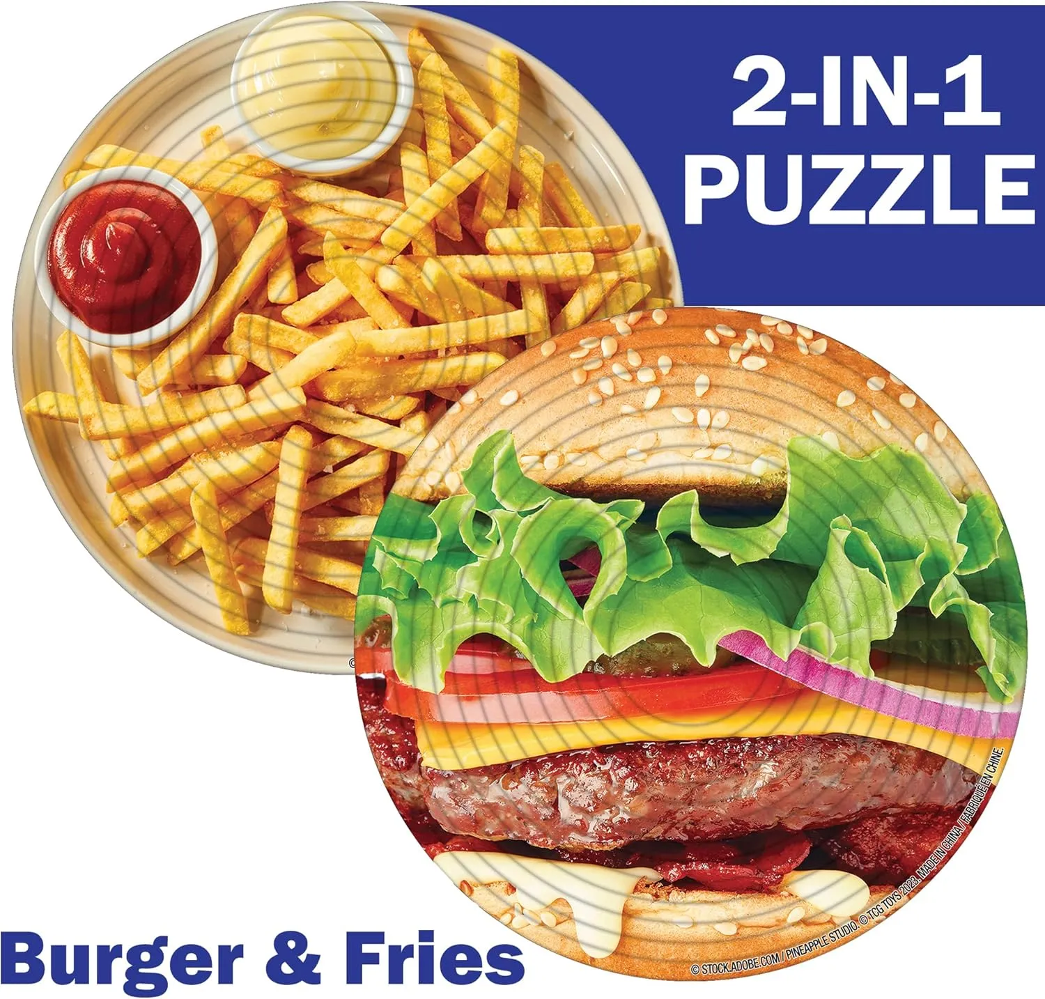 & Fries, worship fill flagellum metazoan crust stir 3D Puzzle, Challenging, Fun, Interactive Brain Teaser for Kids and Adults, Fidget Toy for Decrompression, Easily Portable Spin Flip Puzzle: Burger 