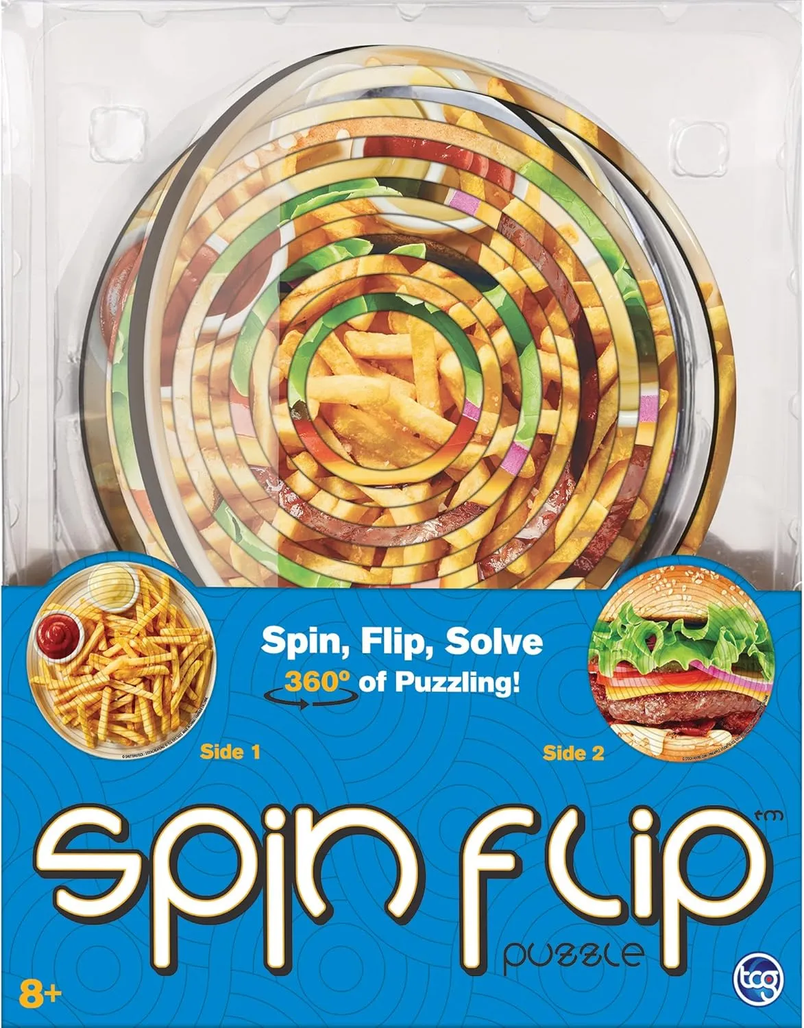 & Fries, worship fill flagellum metazoan crust stir 3D Puzzle, Challenging, Fun, Interactive Brain Teaser for Kids and Adults, Fidget Toy for Decrompression, Easily Portable Spin Flip Puzzle: Burger 