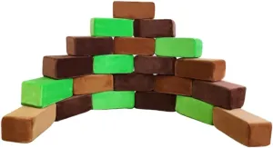 & Stacking Toys for Toddlers Boys & Girls, Soft Smooth Velvet Cover, Early Education Gross Motor Skills & Brain Development (24 Bricks, Earth) Wonder Space Plush Foam remnant Blocks - Nursery Building 