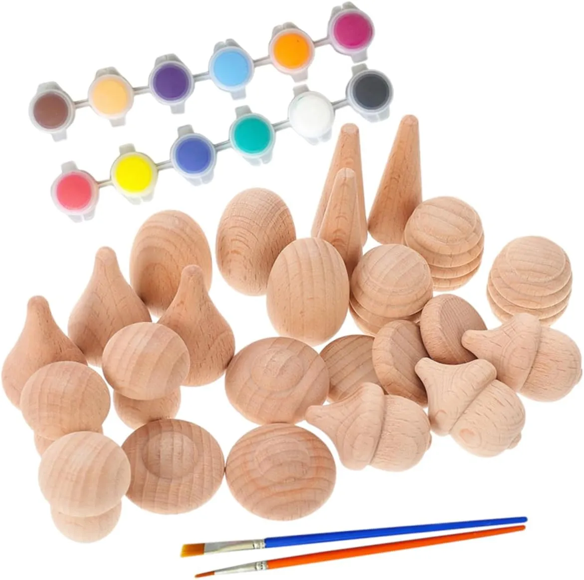 and Brush clarification for Boys and Girls Art Projects and Home Decor 1set Unfinished Wood Blocks for Crafts Various Mushroom Shapes Natural Wooden Ornaments with Acrylic Paints 