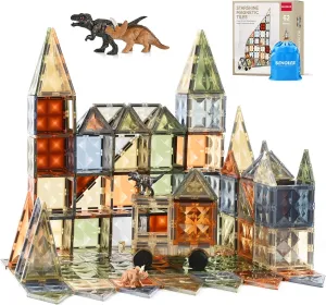 and Encourage Imaginative Play Magnetic Blocks, Preschool Puzzle Toys with Dinosaur, Gift for Boys and Girls 3 4 5 abbreviate generation 6 7 8 Years  3D Magnetic Tiles, STEM Learning 