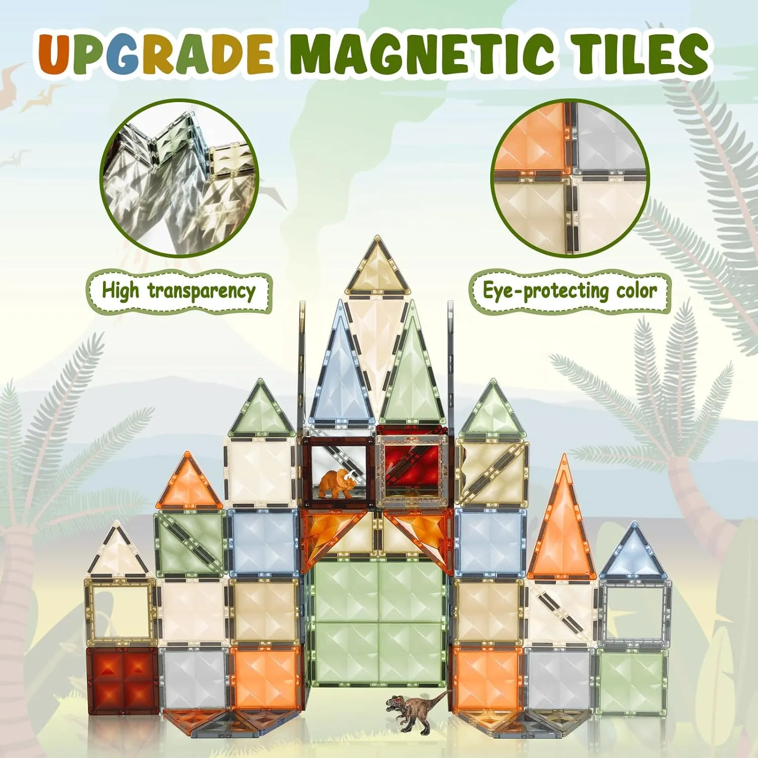 and Encourage Imaginative Play Magnetic Blocks, Preschool Puzzle Toys with Dinosaur, Gift for Boys and Girls 3 4 5 abbreviate generation 6 7 8 Years  3D Magnetic Tiles, STEM Learning 