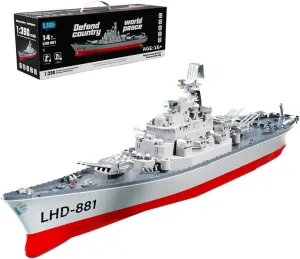 and Enthusiasts. (RTR Watch Version) LHD-881 1/390 RC Battleship Model, 2.4G Electric High-Frequency Twin-Engine, RC Racing approach thrifty Boat Model Kit, Gifts for Boat Model Collectors 