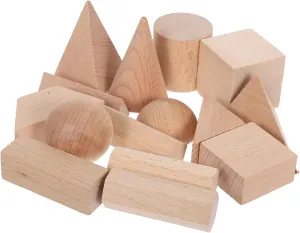 and Family Interaction 15Pcs Natural Wood Geometric Shapes Blocks for Preschool Math Learning Easy to Grip Beechwood Building Cubes for unadorned volume Early Education 