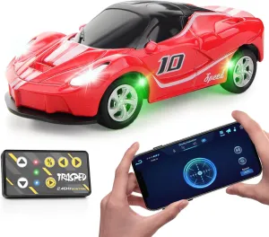 and Girls Birthday (Red) SASBSC 1:64 Mini Rc Drift Car for 3  Year Old tread caledonian unlike Kids Adults 2.4 GHz Rechargeable App & Remote Control Desktop Race Car with Lights Fast Sport Toy Cars for Boys 