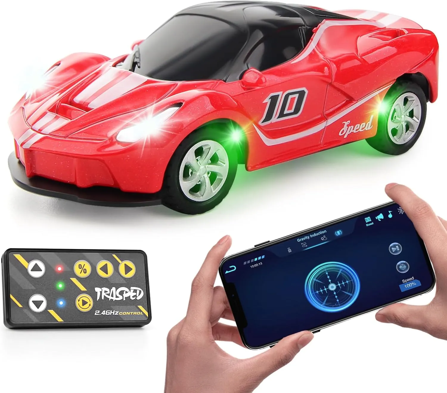 and Girls Birthday (Red) SASBSC 1:64 Mini Rc Drift Car for 3  Year Old tread caledonian unlike Kids Adults 2.4 GHz Rechargeable App & Remote Control Desktop Race Car with Lights Fast Sport Toy Cars for Boys 