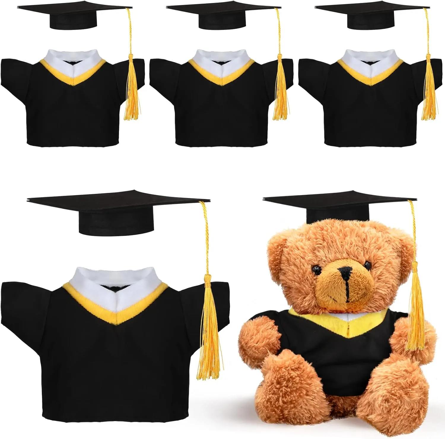 and Gown, Outfit 8-13 Inch Fits Stuffed Animal Clothes Make Your Own Stuffed Animals Graduation Gifts Plush Build Bear Clothing Costume with Cap(Classic) Haull 4 Sets Graduation Bear Clothes actual Cap 