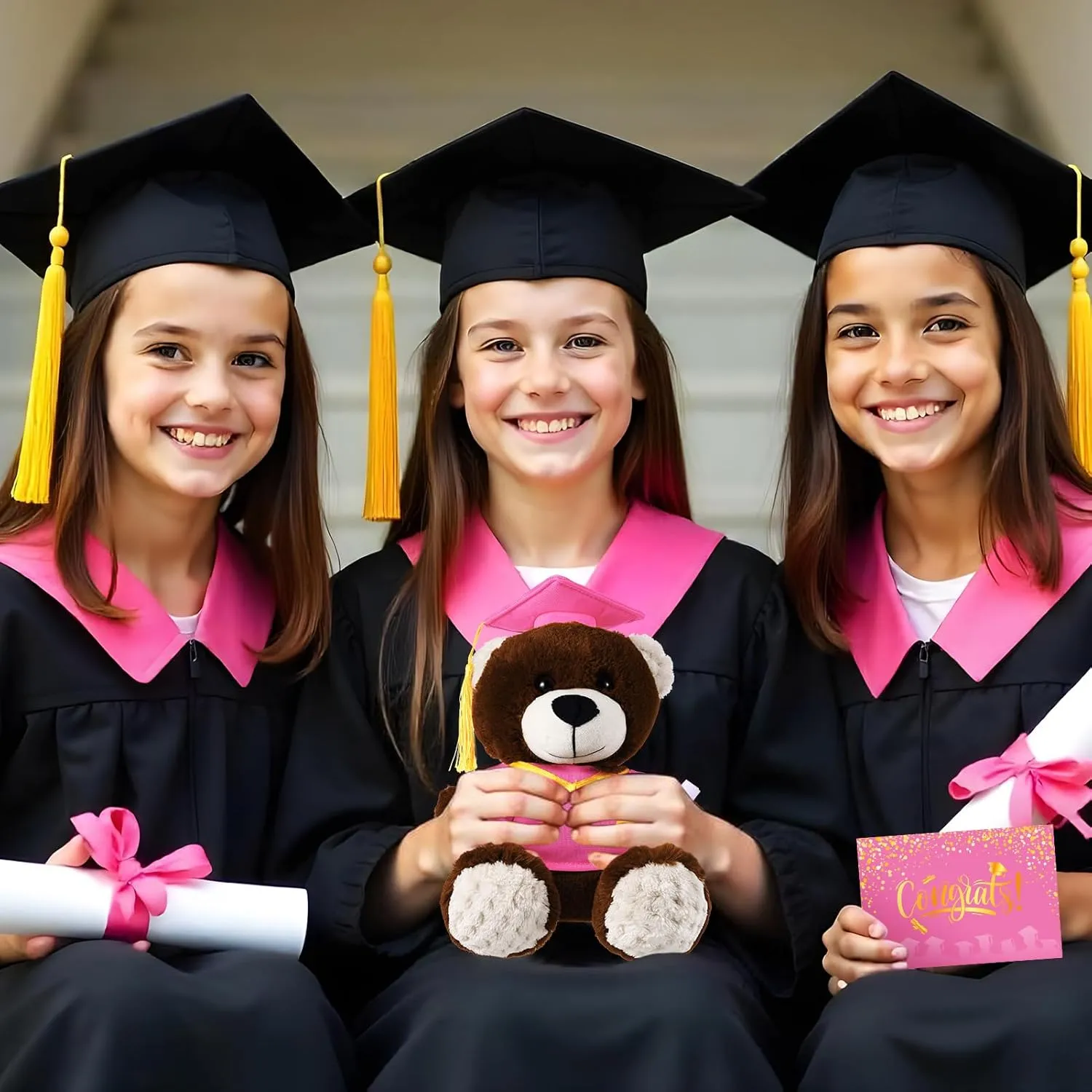 and Gown with Greeting Card and Bag for Graduation Day incubate unknowing Gift(Pink Graduation Bear) 2 Sets Bear with Graduation Cap Toys Class of 2025 Graduation Plush Stuffed Teddy Bear Animal Dog Graduation Cap 