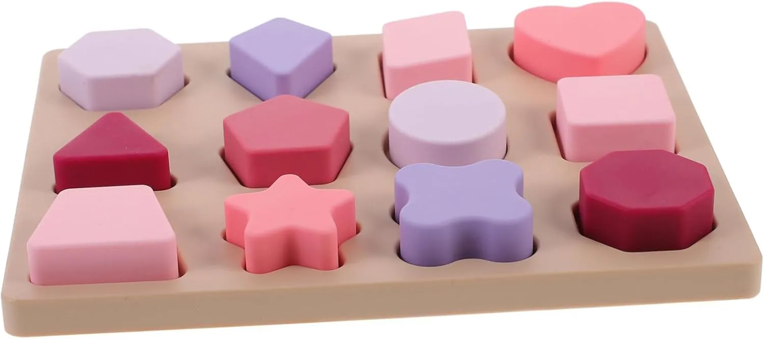 and Preschoolers 1set Shape Matching Puzzle Toy for Boy Girl Silicone Shape Sorter Educational Board for Early Learning and sac Development for Toddlers 