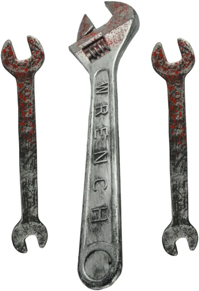 and Scary elder Scenes 3pcs Simulation Wrench Toys for Halloween Pranks and Haunted House Decor Realistic Fake Bloody Wrenches for Parties 