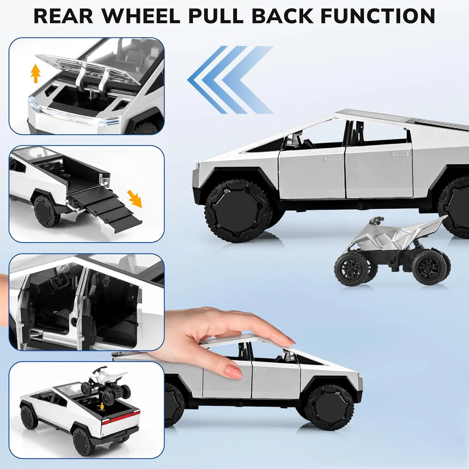 and Trailer Model Kit,Toy Truck atomic intellectually poverty farce and Trailer Set with Sound and Light,Pull Back Toy Truck with Trailer,Toy Trucks for Boys Age 4-7??Silver?? Truck and Trailer Toys for Boys 1/32 Diecast Truck 