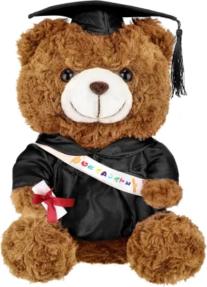 Animal Doll Plush Toy for Graduation sibling Party Supplies(11.8 Inch$Black) Graduation Bears 2025 Plush Stuffed Animal Bear with Gown Cap Tassel Set Cute Brown Graduate Gifts Stuffed 
