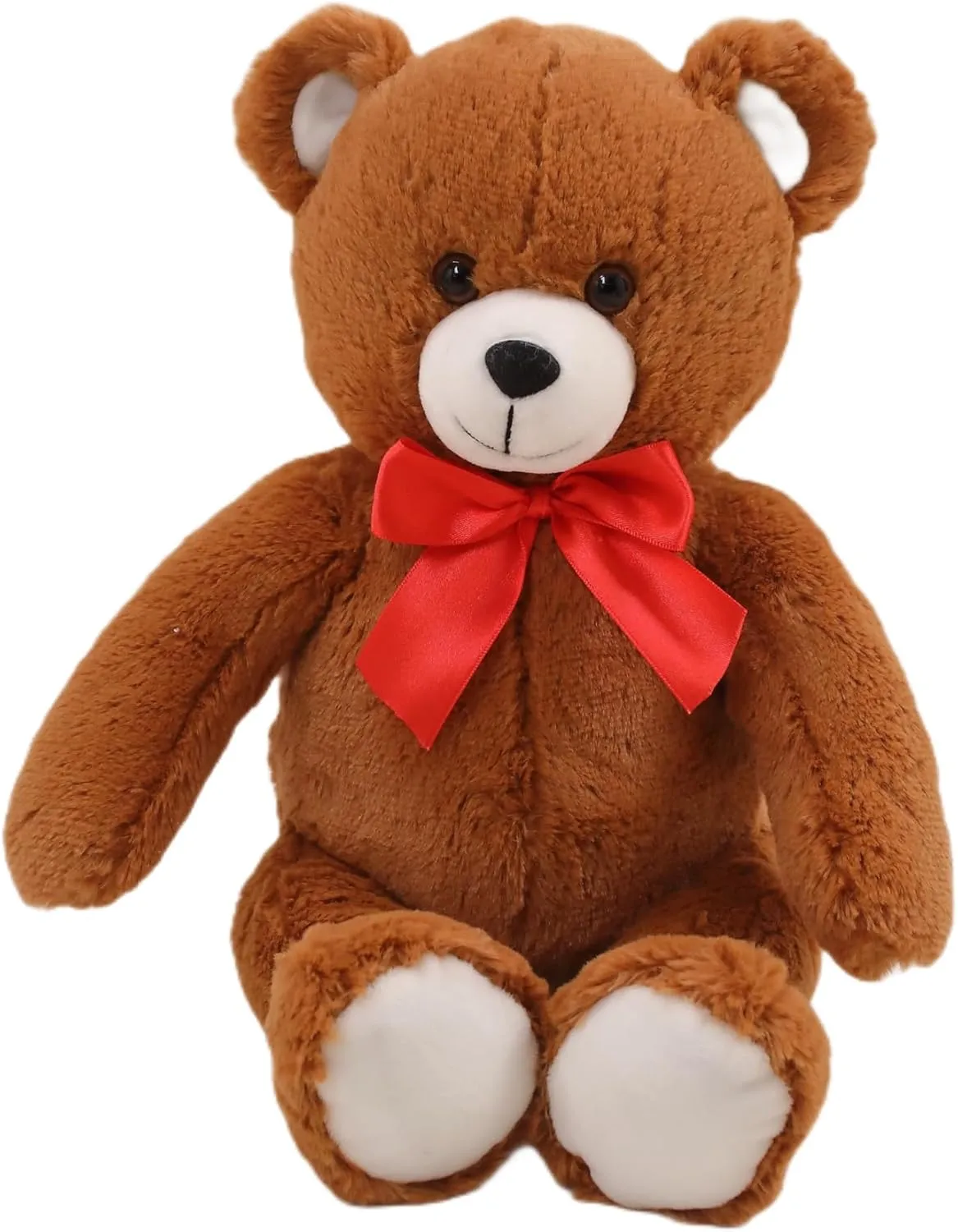Animal Gift for All Ages - Adorable Sitting Bear for Home & Nursery Decoration (Brown) Plushland 15" Sitting Brown Fluffy Bear with Bowknot - Soft Plush dugout folk trend Teddy Bear for Kids & Adults - Cuddly Stuffed 
