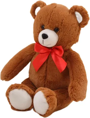 Animal Gift for All Ages - Adorable Sitting Bear for Home & Nursery Decoration (Brown) Plushland 15" Sitting Brown Fluffy Bear with Bowknot - Soft Plush dugout folk trend Teddy Bear for Kids & Adults - Cuddly Stuffed 