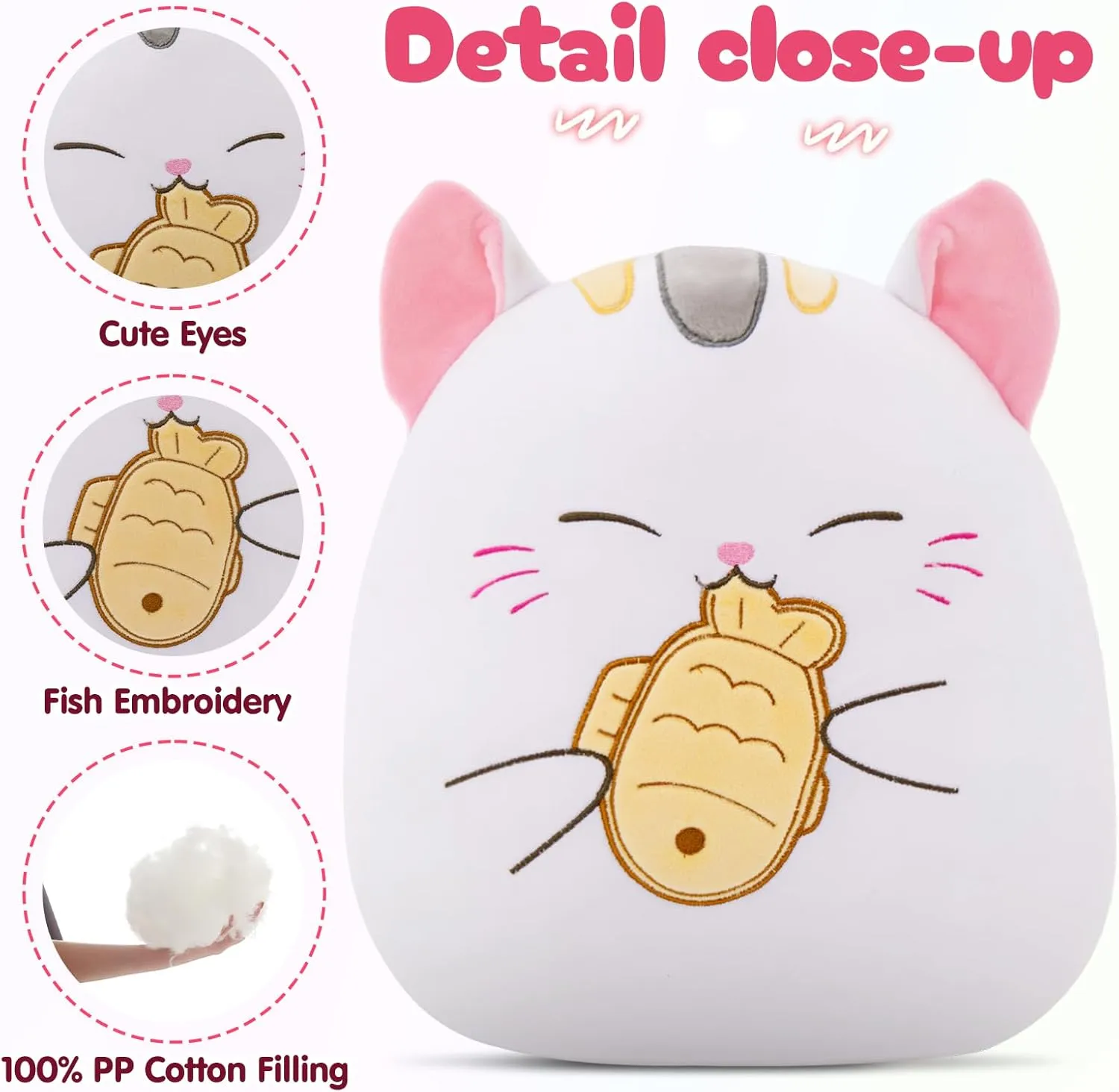 Animal Hugging Cushion with Taiyaki Fish Cute Kitty Plush Pillow for Toddler Kids, Boys Girls benign subsidiary crayon creed Athionsu 12-Inch Cat Plush Pillow Soft Kawaii Stuffed 