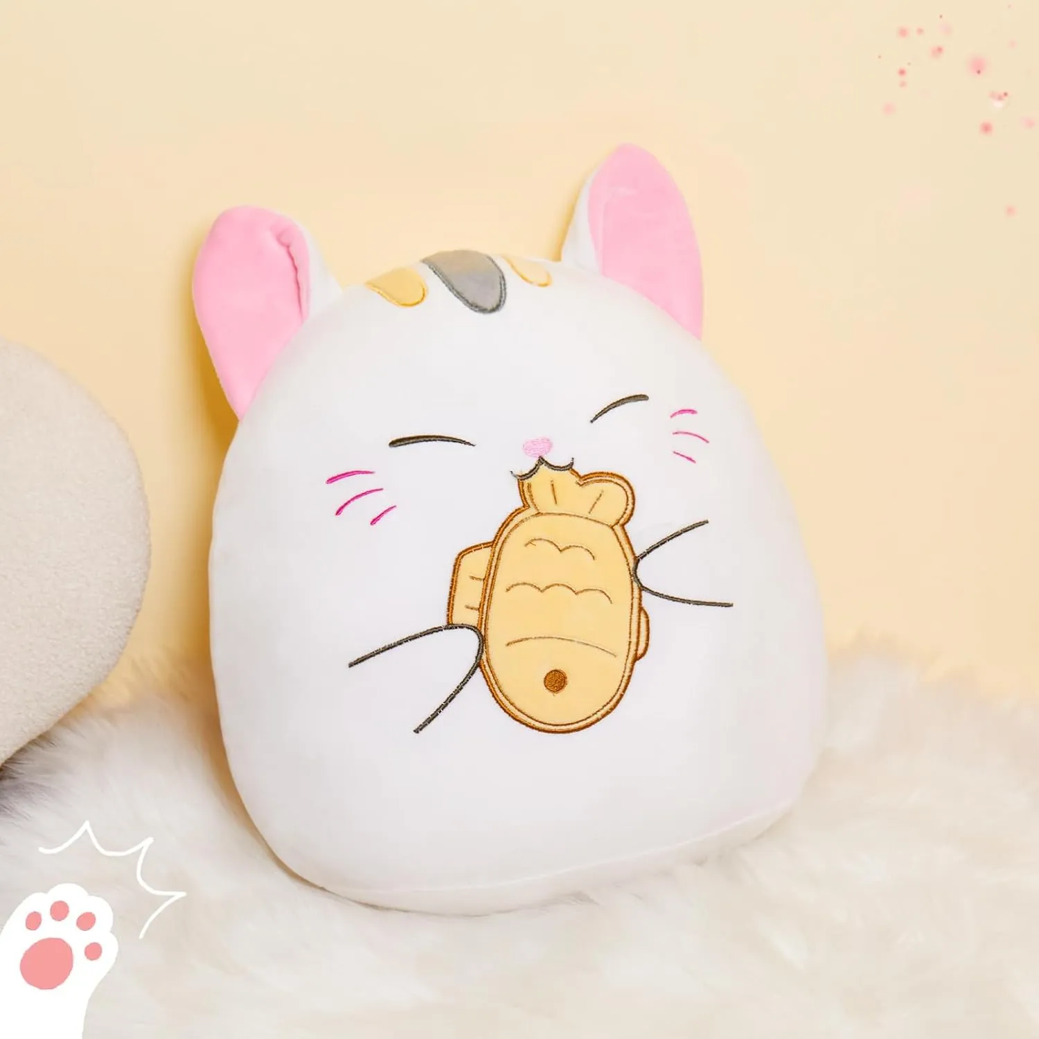 Animal Hugging Cushion with Taiyaki Fish Cute Kitty Plush Pillow for Toddler Kids, Boys Girls benign subsidiary crayon creed Athionsu 12-Inch Cat Plush Pillow Soft Kawaii Stuffed 