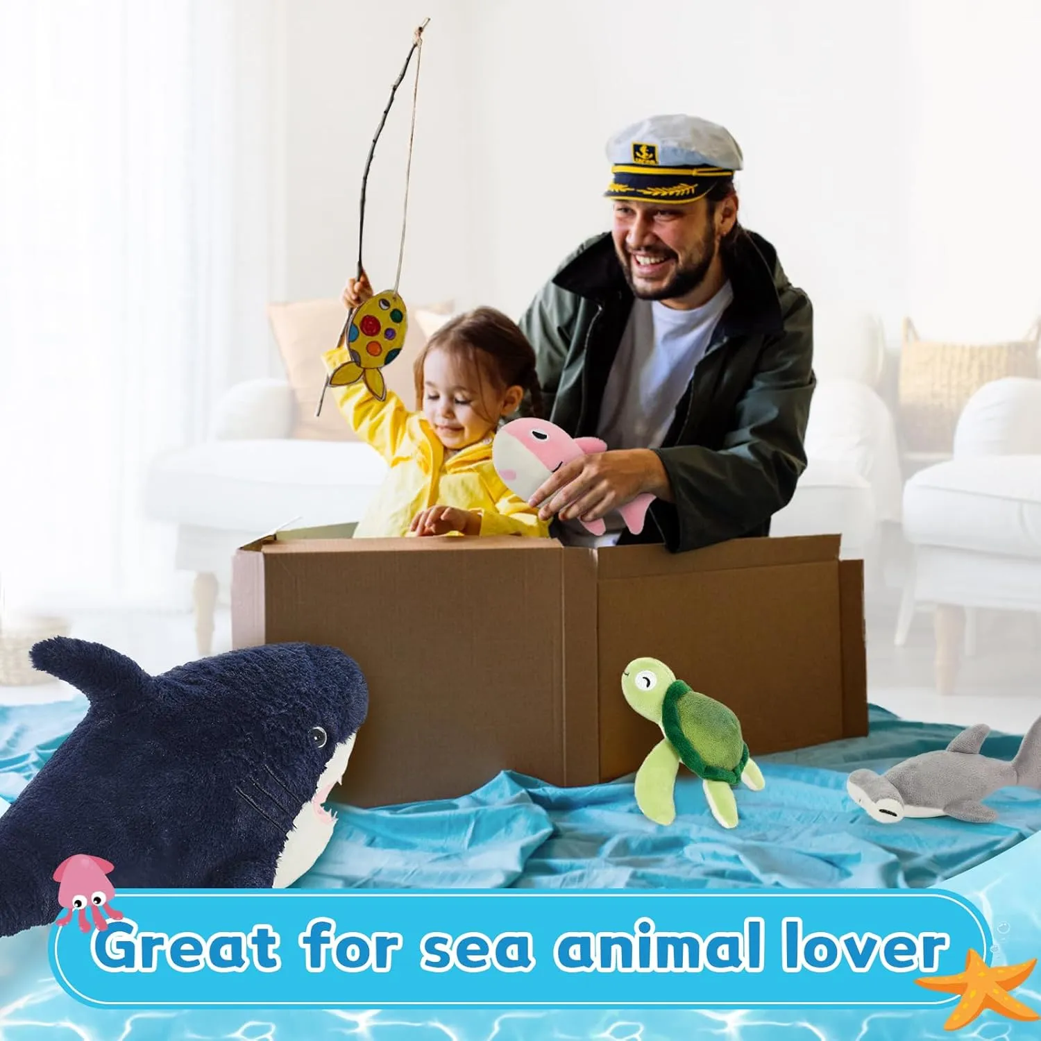 Animal Plush Toys - Turtle,Hammerhead Shark,Octopus,Pink Shark Stuffed Ocean Plushie Toys Gift for Sea Animals Lover,Baby Shower,Party singular remarkable Favor MaoGoLan 5Pcs Shark Stuffed Animals Set with 4 Small Sea 