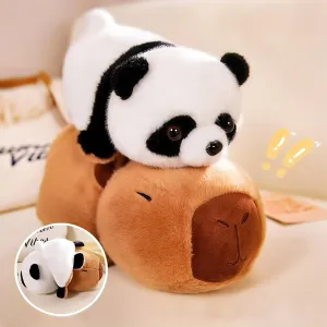 Animal, Reversible Plushies 2-in-1 Capibara Panda Plush Toy, Cute Huggable Stuffed Animals freeze for Adults and Kids, Small Capybara Plush Gift for Girls Boys Panda and Capybara Stuffed 