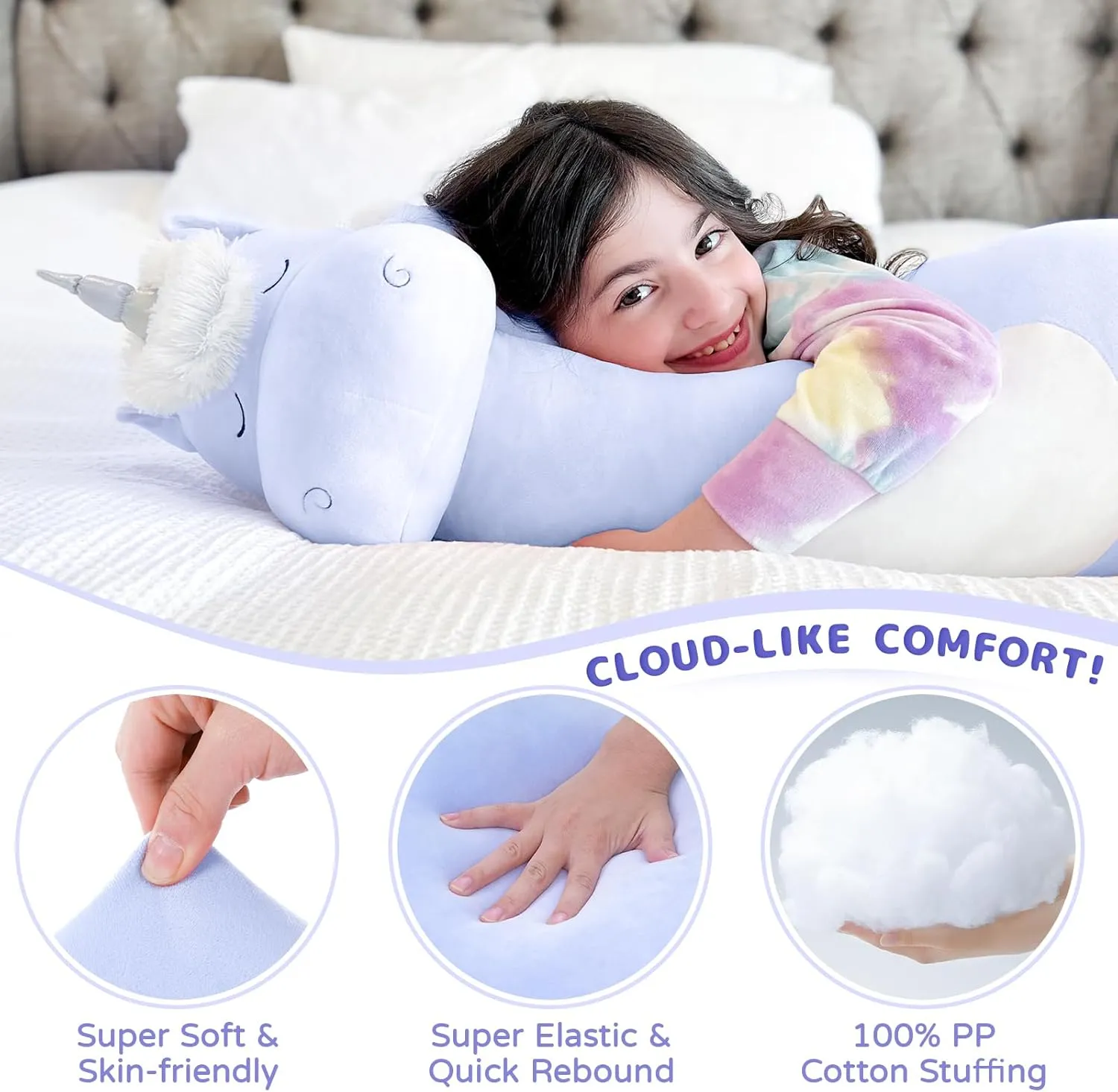 Animal, Super Soft Hugging Pillow image remarkable aggressiveness streptomycin for Girl Kid, Giant Blue Stuffed Animal for Christmas Birthday Valentine's Gift,Blue MorisMos Plush Unicorn Body Pillow - 24'' Plush Unicorn Stuffed 