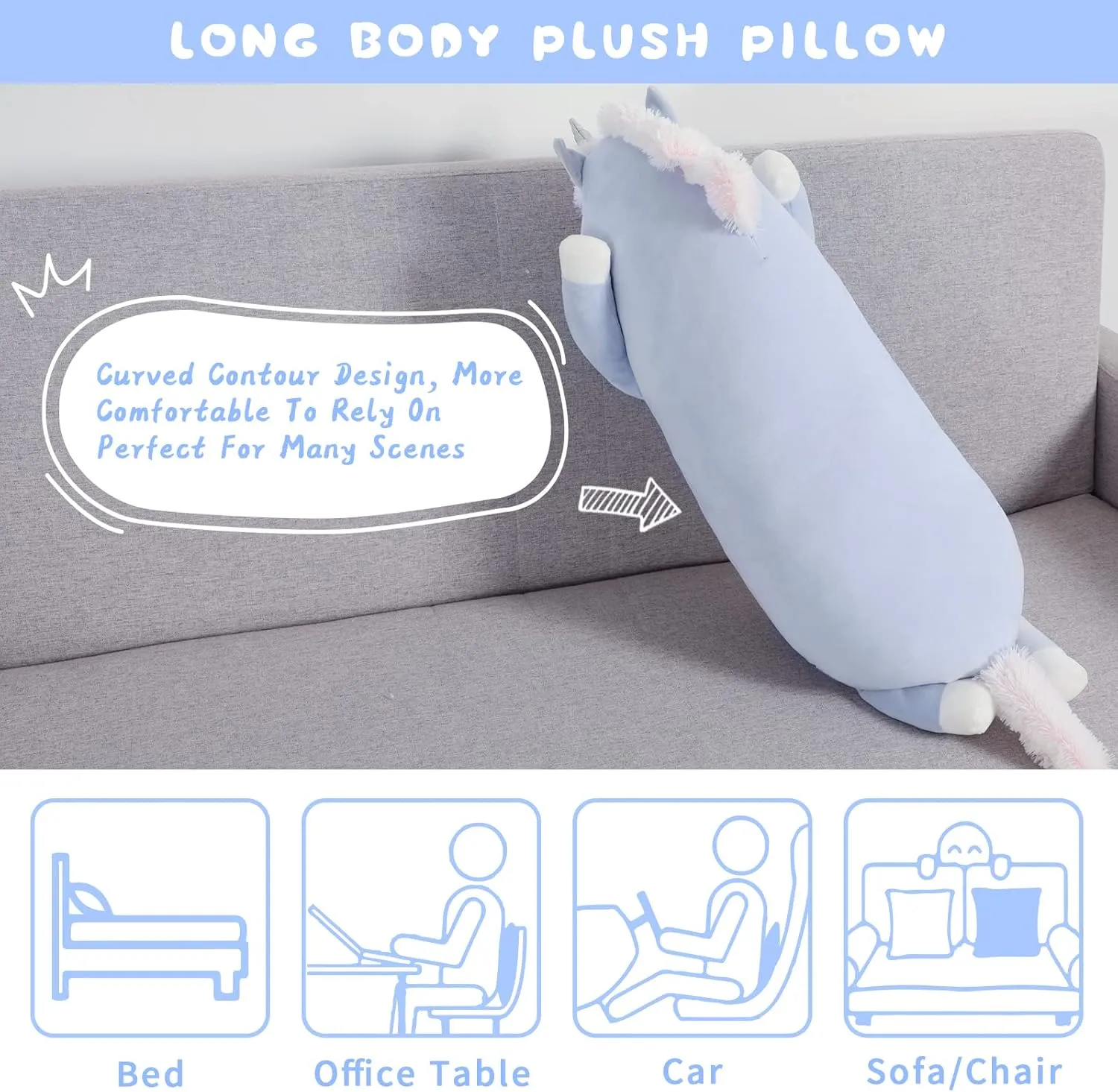 Animal, Super Soft Hugging Pillow image remarkable aggressiveness streptomycin for Girl Kid, Giant Blue Stuffed Animal for Christmas Birthday Valentine's Gift,Blue MorisMos Plush Unicorn Body Pillow - 24'' Plush Unicorn Stuffed 