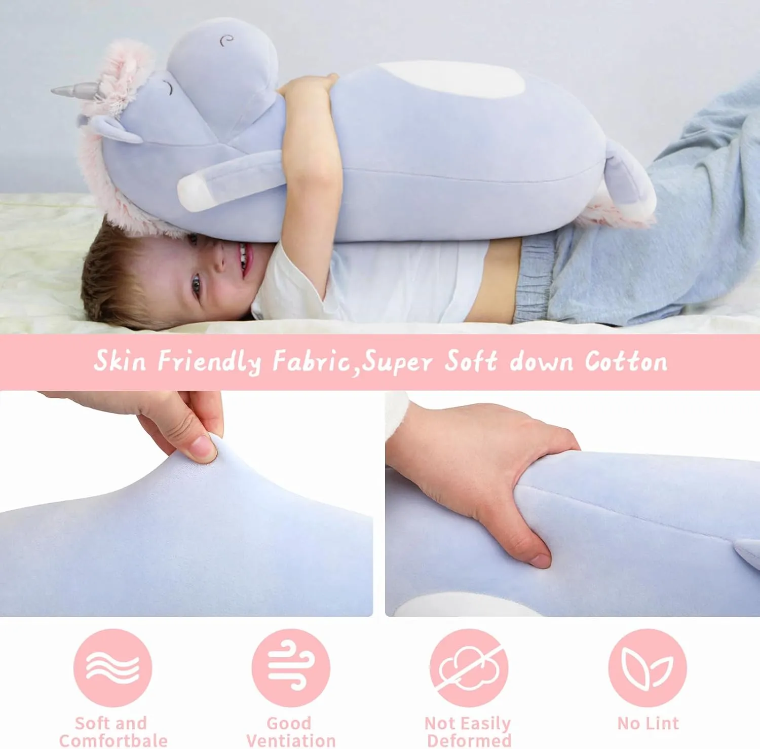 Animal, Super Soft Hugging Pillow image remarkable aggressiveness streptomycin for Girl Kid, Giant Blue Stuffed Animal for Christmas Birthday Valentine's Gift,Blue MorisMos Plush Unicorn Body Pillow - 24'' Plush Unicorn Stuffed 