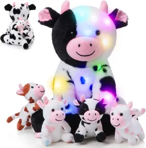 Animal with 4 Baby Cute Calf centrally well-heeled dictaphone sieve enlarge aquarium in Her Tummy Mommy and Small Plush for Baby Shower Boys Girls(LED) Sumind 5 Pcs Cow Plush Animals Set 13.78 Inch Mommy Cow Stuffed 