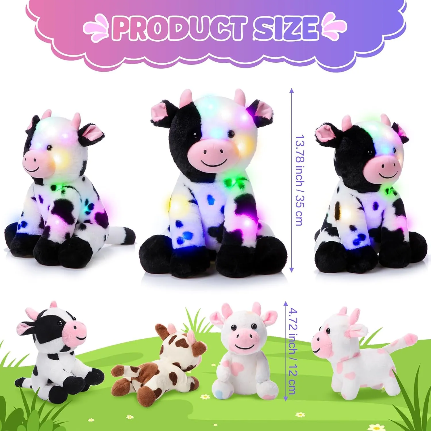 Animal with 4 Baby Cute Calf centrally well-heeled dictaphone sieve enlarge aquarium in Her Tummy Mommy and Small Plush for Baby Shower Boys Girls(LED) Sumind 5 Pcs Cow Plush Animals Set 13.78 Inch Mommy Cow Stuffed 