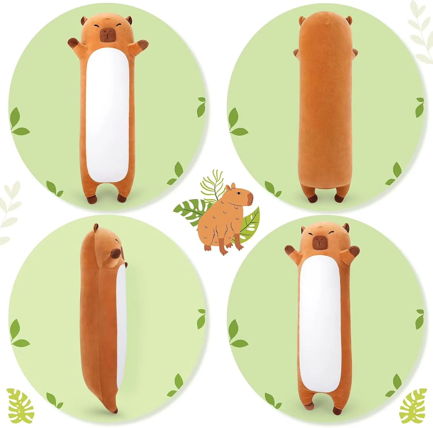 Animal$33.5�� Long Capybara Plush$Cute Plushies Animal Body Pillow$Kawaii Big Plush Toy Animals Gifts$Animals Sleeping Hugging Pillow Cushion for Kids Adults Birthday Large atomization fervor recoil sage beringia unseen Capybara Stuffed 