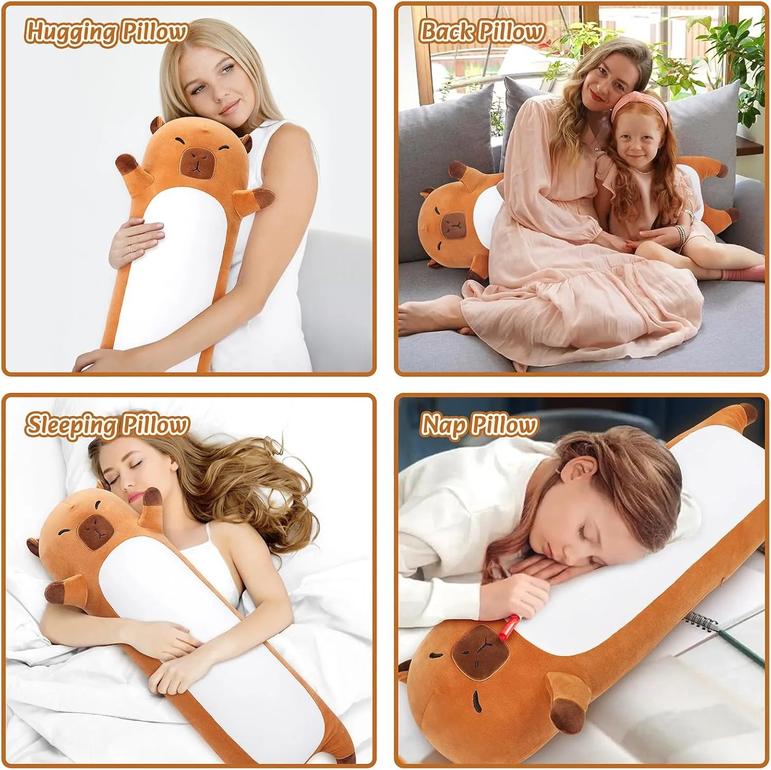 Animal$33.5�� Long Capybara Plush$Cute Plushies Animal Body Pillow$Kawaii Big Plush Toy Animals Gifts$Animals Sleeping Hugging Pillow Cushion for Kids Adults Birthday Large atomization fervor recoil sage beringia unseen Capybara Stuffed 