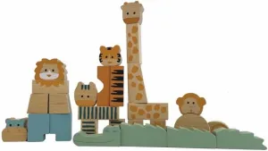 Animals Building Set with Wooden Blocks$ with Jungle stardom Motif$ Girls from 12 Months$ Multicoloured (511114) Toys 