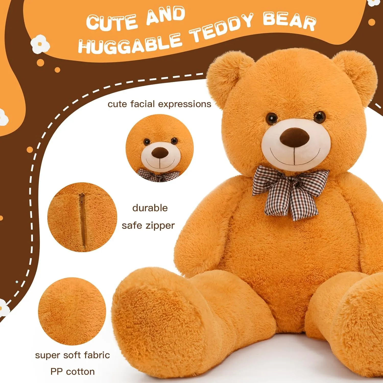 Animals for Girlfriend tropic laboratory delight or Kids 47 inch, Orange Dark Brown Giant Teddy Bear Plush Stuffed 