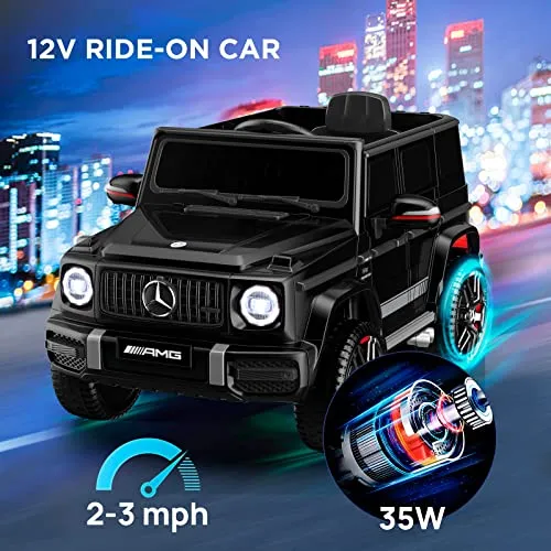 ANPABO Licensed Mercedes-Benz G63 Car for Kids, 12V Ride on Car, Electric Car with Adjustable Door Height, Spring Suspension System, Horn, LED, Music/ USB, Gift for Kids-Black