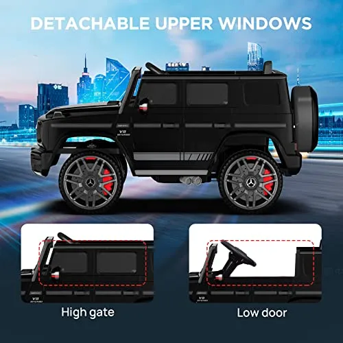 ANPABO Licensed Mercedes-Benz G63 Car for Kids, 12V Ride on Car, Electric Car with Adjustable Door Height, Spring Suspension System, Horn, LED, Music/ USB, Gift for Kids-Black