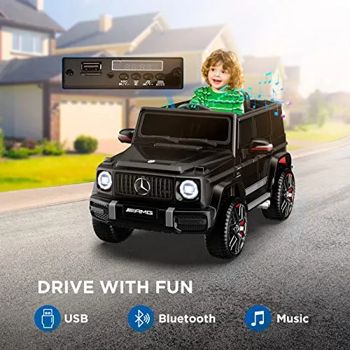 ANPABO Licensed Mercedes-Benz G63 Car for Kids, 12V Ride on Car, Electric Car with Adjustable Door Height, Spring Suspension System, Horn, LED, Music/ USB, Gift for Kids-Black