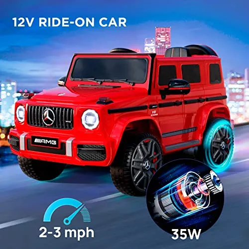 ANPABO Licensed Mercedes-Benz G63 Car for Kids, 12V Ride on Car, Electric Car with Adjustable Door Height, Spring Suspension System, Horn, LED, Music/ USB, Gift for Kids-Red