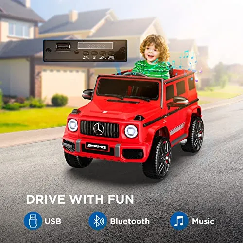 ANPABO Licensed Mercedes-Benz G63 Car for Kids, 12V Ride on Car, Electric Car with Adjustable Door Height, Spring Suspension System, Horn, LED, Music/ USB, Gift for Kids-Red