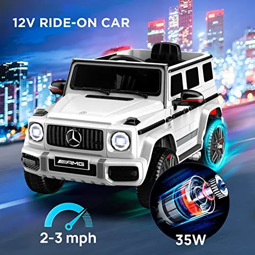 ANPABO Licensed Mercedes-Benz G63 Car for Kids, 12V Ride on Car, Electric Car with Adjustable Door Height, Spring Suspension System, Horn, LED, Music/ USB, Gift for Kids-White