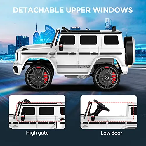 ANPABO Licensed Mercedes-Benz G63 Car for Kids, 12V Ride on Car, Electric Car with Adjustable Door Height, Spring Suspension System, Horn, LED, Music/ USB, Gift for Kids-White