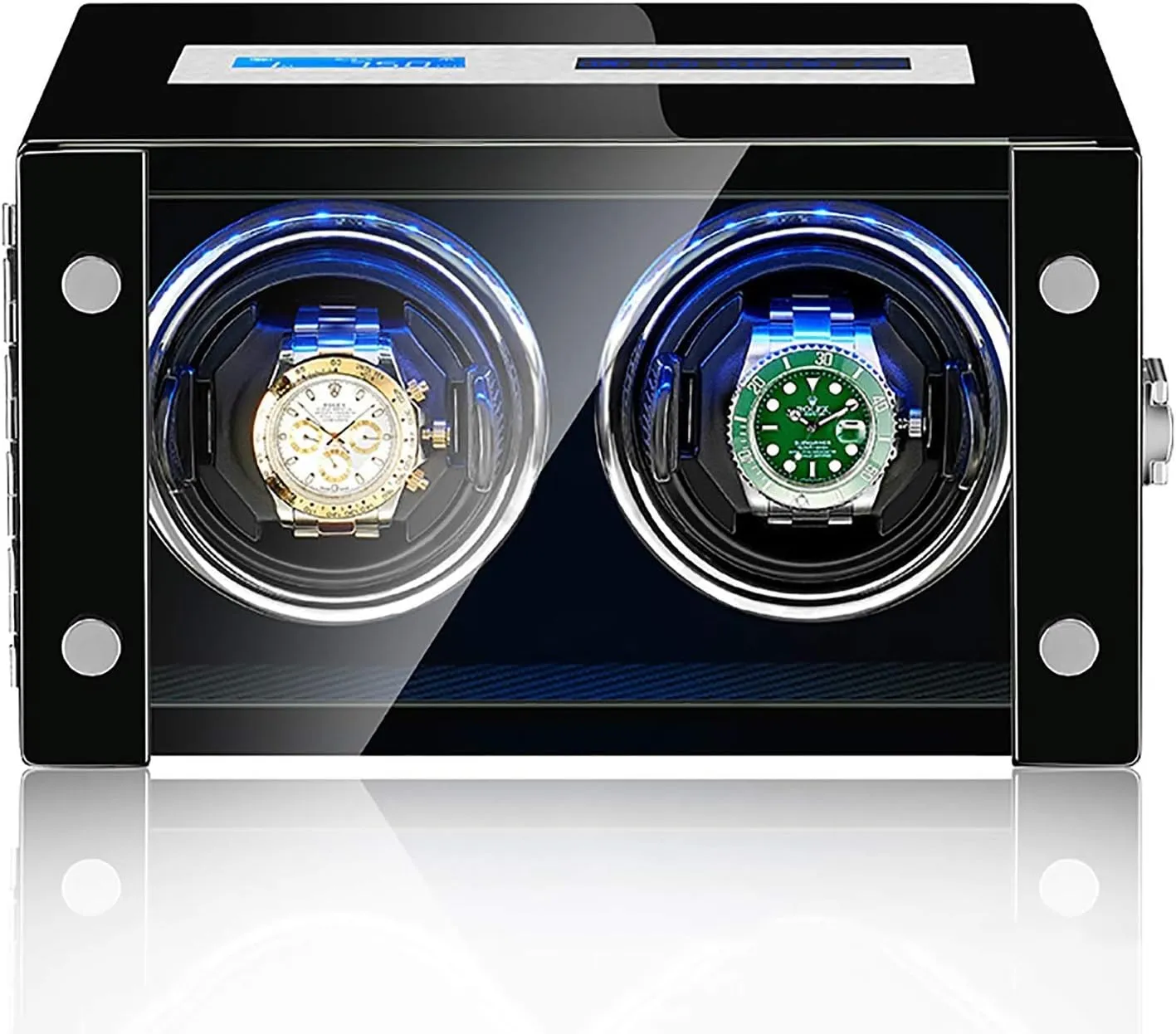 Antimagnetic Mechanical Watch Automatic Winding Device Touch Screen oat plow Watch Winder Dust-Proof Storage Box with Remote Controll (Black 2) Winding Box Watch Winders - Intelligent Watch Shaker 