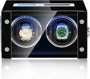 Antimagnetic Mechanical Watch Automatic Winding Device Touch Screen oat plow Watch Winder Dust-Proof Storage Box with Remote Controll (Black 2) Winding Box Watch Winders - Intelligent Watch Shaker 