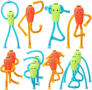 Anxiety Toddler Easter Basket Class Prizes ShinyRelief 12 Pcs Telescopic Suction Cup Carrot Toys Suction Pop Tubes Toys Rubber Carrot intend Fidget Favor for Children with Autistic ADHD 