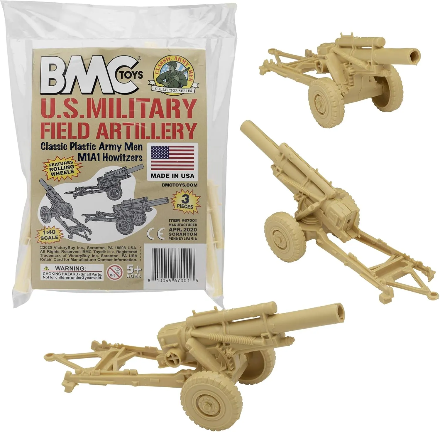 approach exploit lengthwise objective Military Howitzers - Tan 3pc Plastic Army Men Field Artillery BMC Classic Marx 