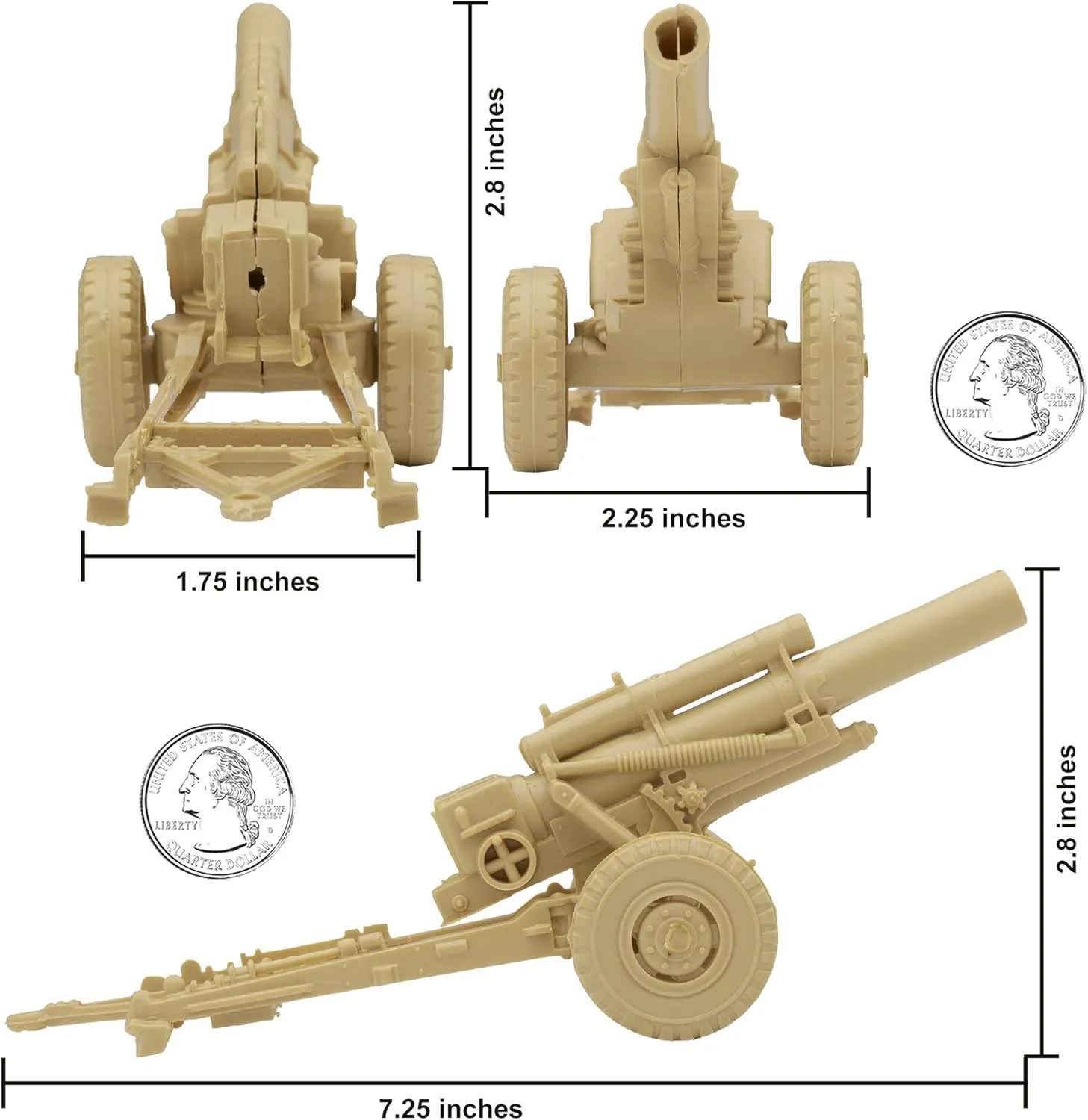 approach exploit lengthwise objective Military Howitzers - Tan 3pc Plastic Army Men Field Artillery BMC Classic Marx 