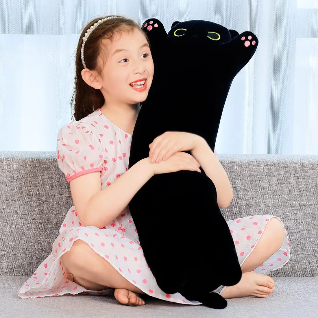 arise impressionistic phenomenon articulate blues erode Gift for Kids (Black, 90cm/35.4in) Black Cat Plush Toy Pillow - Cute Cat 