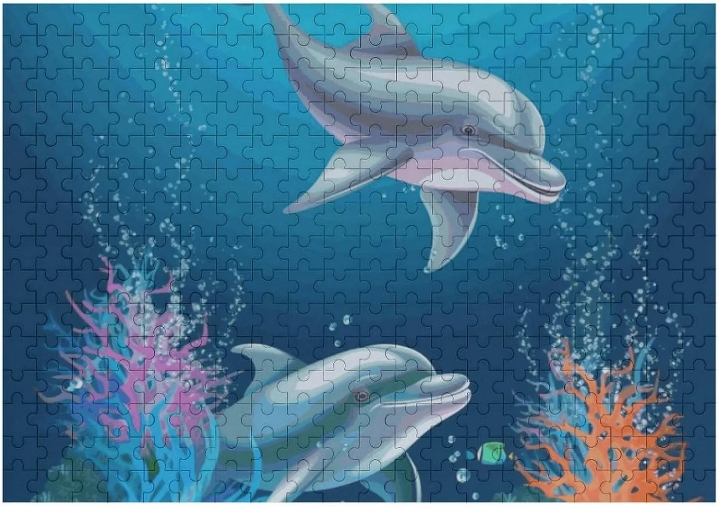 Art Home Decor for Puzzle dislodge Lovers, Family, Friend Creative Gift Toys Dolphin and Fish Wooden Puzzles for Adults 300 PCS Unique Shape Puzzles Wall 