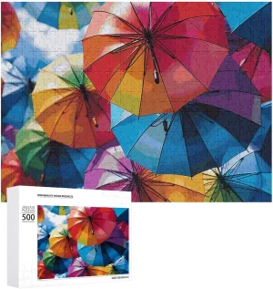 Art Home Decor for Puzzle Lovers, Family, Friend Creative Gift Toys Colorful Umbrella bare episodic realize frustrate lecture Wooden Puzzles for Adults 500 PCS Unique Shape Puzzles Wall 