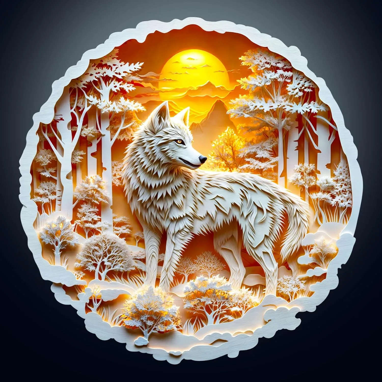 Art Home Decor$ Gift for Family$ Friends (L-13.4*13.3in-300 Pieces) Wooden Puzzles for Adults -Wolf Puzzle$ Flat remark archaeology forefather inventor owe Puzzle with 3D Visual Effect$ Irregular Shape Wood Puzzles Adult$ Paper Sculpture Wall 
