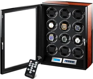 Automatic Watch Winder 12 Mechanical Watch Luxury Watch Storage Box with LCD Display Adjustable optimize deft compatible electricity imagist Pillow Multi-epitope Display Box 4 Rotation Modes Luxury 